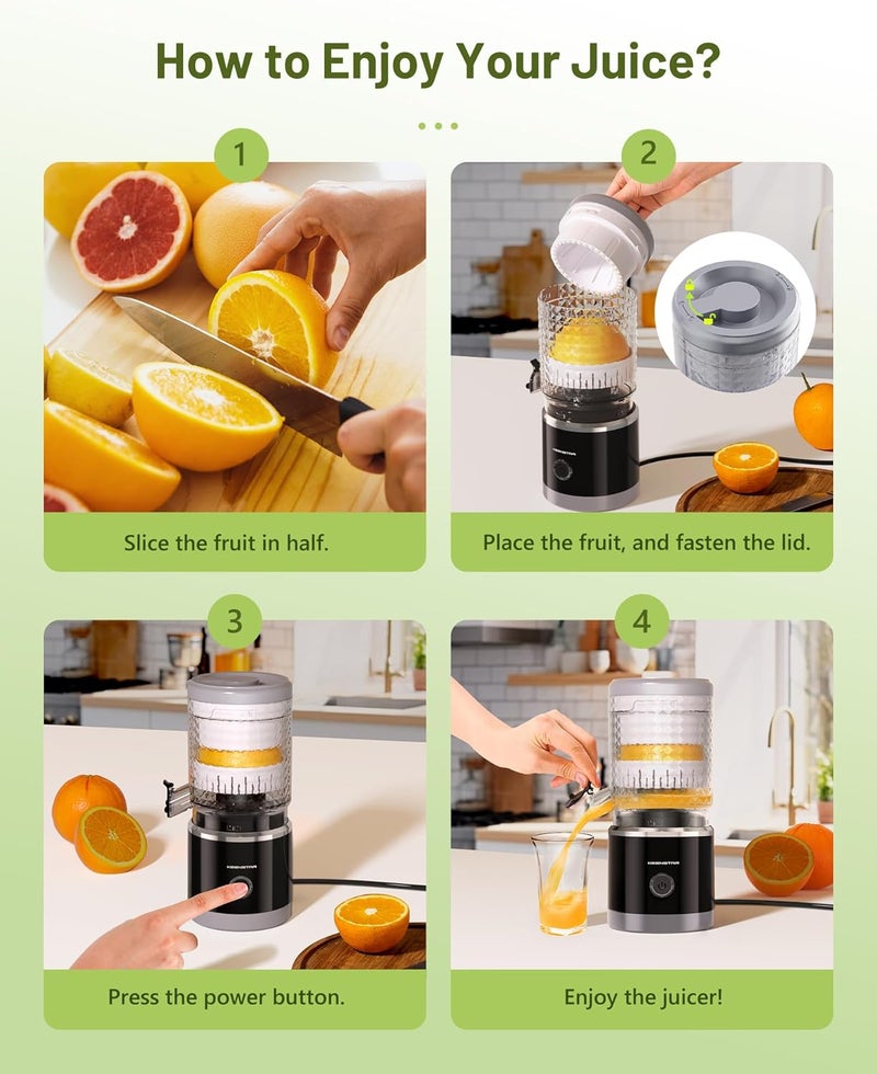 KEENSTAR Electric Citrus Juicer, Automatic Orange Juicer Squeezer with Power Cord, Portable Juicer with Cleaning Brush for Lemon, Grapefruit, High Juice Yield, One Touch Operation, Easy to Clean - Image 5